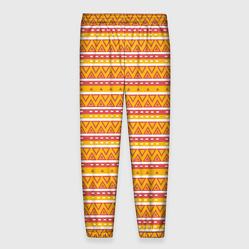 Мужские брюки Этнические треугольники паттерн желтый с розовым / 3D-принт – фото 2