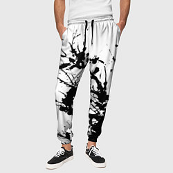 Брюки на резинке мужские Чёрная взрывная краска на белом, цвет: 3D-принт — фото 2