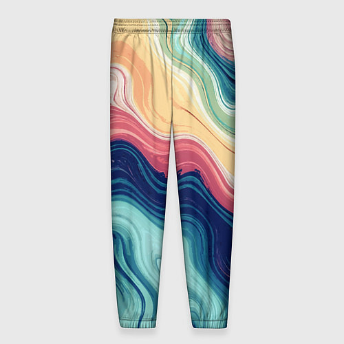 Мужские брюки Абстрактные волнистые линии синий / 3D-принт – фото 2