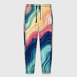 Брюки на резинке мужские Абстрактные волнистые линии синий, цвет: 3D-принт