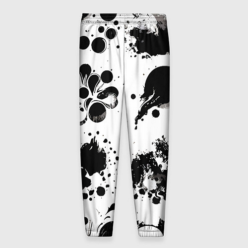 Мужские брюки Чёрно-белые кляксы - абстракция / 3D-принт – фото 2