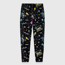 Брюки на резинке мужские Паттерн с черепами и геометрическими фигурами в ст, цвет: 3D-принт