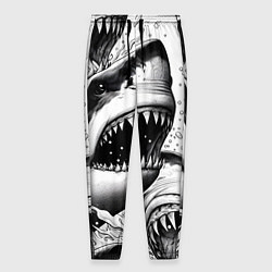 Брюки на резинке мужские Белая акула - стая, цвет: 3D-принт