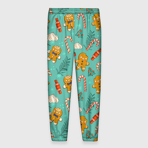 Мужские брюки Новогодний паттерн печенье с конфетами / 3D-принт – фото 2