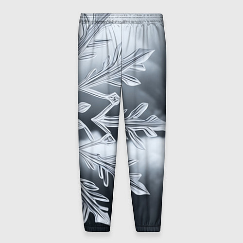 Мужские брюки Снежинка на черно белое / 3D-принт – фото 2