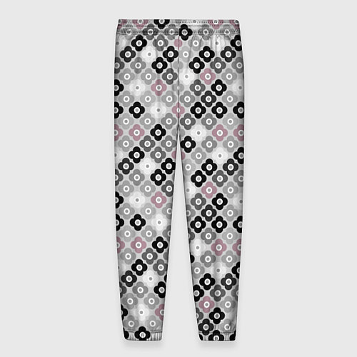 Мужские брюки Цветочный серо-розовый узор ретро / 3D-принт – фото 2