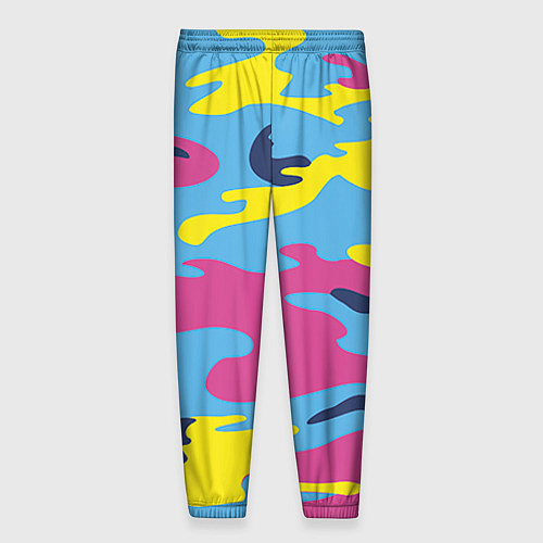 Мужские брюки Камуфляж: голубой/розовый/желтый / 3D-принт – фото 2
