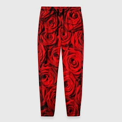 Брюки на резинке мужские Красные розы, цвет: 3D-принт
