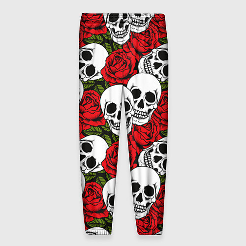 Мужские брюки Черепа в розах / 3D-принт – фото 2