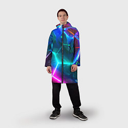 Дождевик мужской Яркие неоновые радужные разбитые плиты, цвет: 3D-принт — фото 2