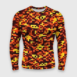 Рашгард мужской Камуфляж пиксельный: оранжевый/желтый, цвет: 3D-принт