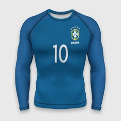 Рашгард мужской Сборная Бразилии: Неймар ЧМ-2018, цвет: 3D-принт