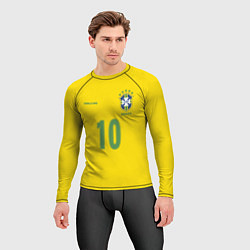 Рашгард мужской Сборная Бразилии: Роналдиньо 10, цвет: 3D-принт — фото 2