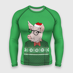 Мужской рашгард New Year: Hipster Piggy