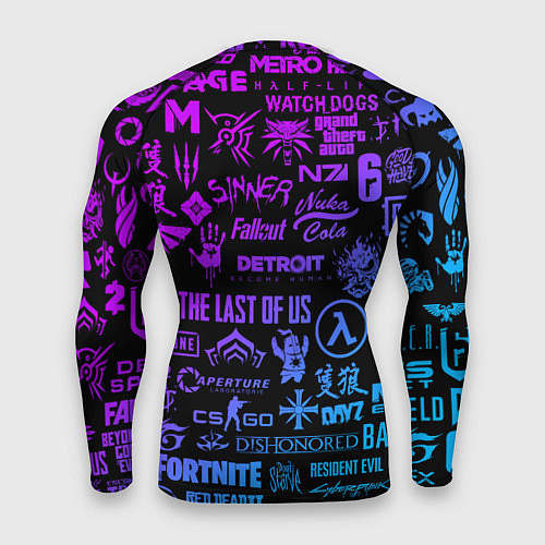 Мужской рашгард Неоновые лого игр / 3D-принт – фото 2