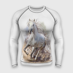 Мужской рашгард Белая конь мчится галопом