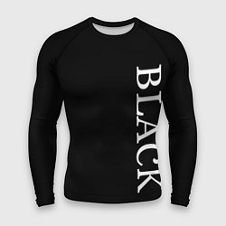 Рашгард мужской Чёрная футболка с текстом, цвет: 3D-принт