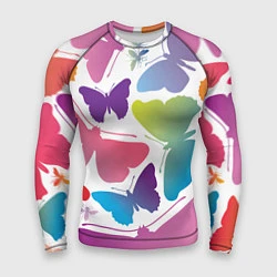 Рашгард мужской Разноцветные бабочки, цвет: 3D-принт