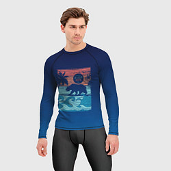 Рашгард мужской Медведь на серфинге, цвет: 3D-принт — фото 2