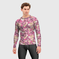 Рашгард мужской Розовый тропический узор, цвет: 3D-принт — фото 2