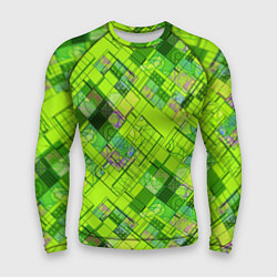 Рашгард мужской Ярко-зеленый абстрактный узор, цвет: 3D-принт