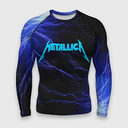 Рашгард мужской METALLICA BLUE FLASH МЕТАЛЛИКА СИНИЕ МОЛНИИ, цвет: 3D-принт