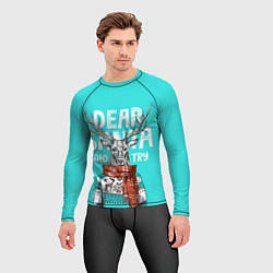 Рашгард мужской Олень в свитере с оленями, цвет: 3D-принт — фото 2
