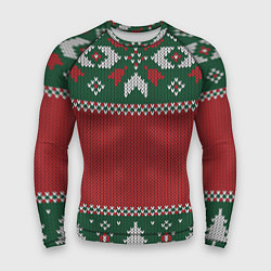 Рашгард мужской Knitted Christmas Pattern, цвет: 3D-принт