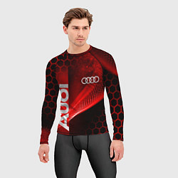 Рашгард мужской AUDI АУДИ SPORT СПОРТ RED AND BLACK, цвет: 3D-принт — фото 2