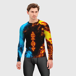 Рашгард мужской СИМВОЛЫ ВЕДЬМАКА ОГОНЬ И ВОДА, цвет: 3D-принт — фото 2