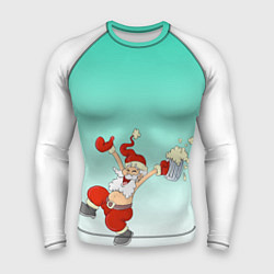 Рашгард мужской Веселый празднующий дед Мороз, цвет: 3D-принт