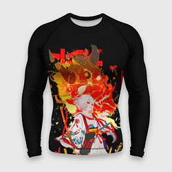 Мужской рашгард Девушка Самурай в белом кимоно