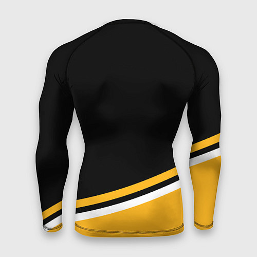 Мужской рашгард Бостон Брюинз, Boston Bruins Диагональные полосы / 3D-принт – фото 2