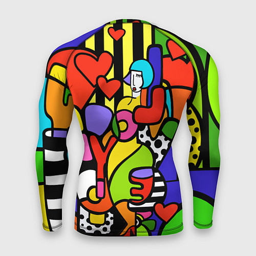 Мужской рашгард Romero Britto - love you / 3D-принт – фото 2