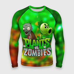 Рашгард мужской Plants vs Zombies горохострел и зомби, цвет: 3D-принт