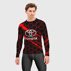 Рашгард мужской Toyota: Красные соты, цвет: 3D-принт — фото 2