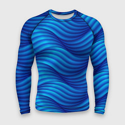 Рашгард мужской Синие абстрактные волны, цвет: 3D-принт