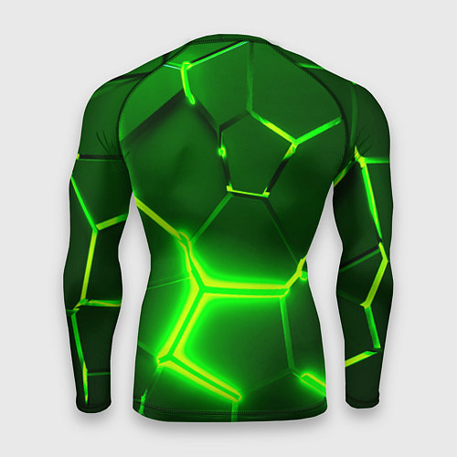 Мужской рашгард 3D ПЛИТЫ НЕОН NEON GREEN HEXAGON РАЗЛОМ / 3D-принт – фото 2