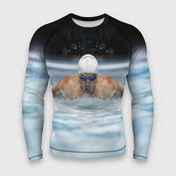 Рашгард мужской Плавание Пловец, цвет: 3D-принт