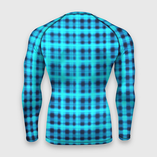 Мужской рашгард Неоновый узор в клеточку Голубая клетка Светящиеся / 3D-принт – фото 2