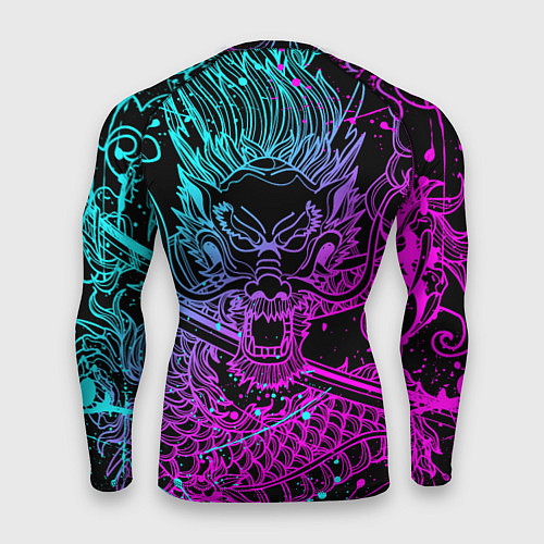 Мужской рашгард НЕОНОВЫЕ ДРАКОНЫ NEON DRAGON БРЫЗГИ КРАСОК / 3D-принт – фото 2