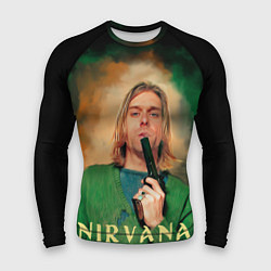 Рашгард мужской Nirvana - Kurt Cobain with a gun, цвет: 3D-принт
