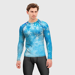 Рашгард мужской Новогодние снежинки, цвет: 3D-принт — фото 2