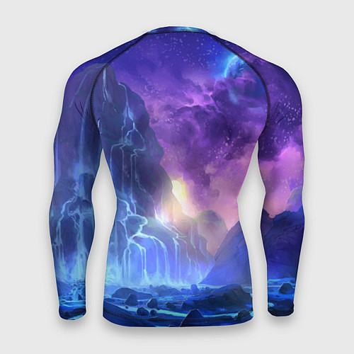 Мужской рашгард Фантастический пейзаж Водопад Неон / 3D-принт – фото 2