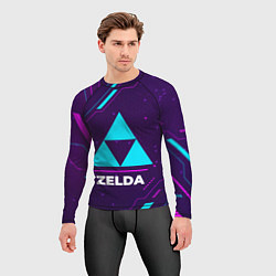 Рашгард мужской Символ Zelda в неоновых цветах на темном фоне, цвет: 3D-принт — фото 2