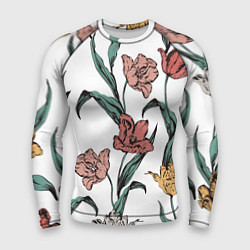 Рашгард мужской Цветы Разноцветные Тюльпаны, цвет: 3D-принт