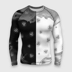 Рашгард мужской РОССИЯ - ГЕРБ Огонь Паттерн, цвет: 3D-принт