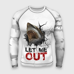 Рашгард мужской Акула Let me out - пасть акулы, цвет: 3D-принт