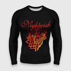 Рашгард мужской Nightwish кельтский волк с горящей головой, цвет: 3D-принт