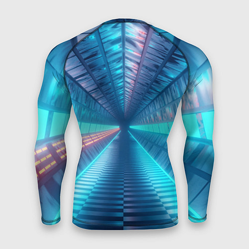 Мужской рашгард Неоновый коридор лаборатории - Синий / 3D-принт – фото 2